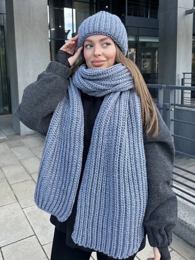Knitted Scarf and Beanie Set